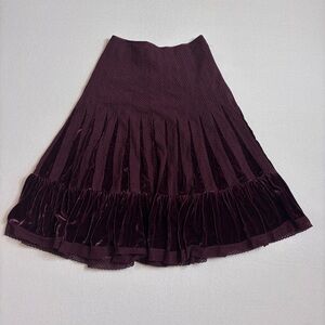 Free People Burgundy Midi Skirt